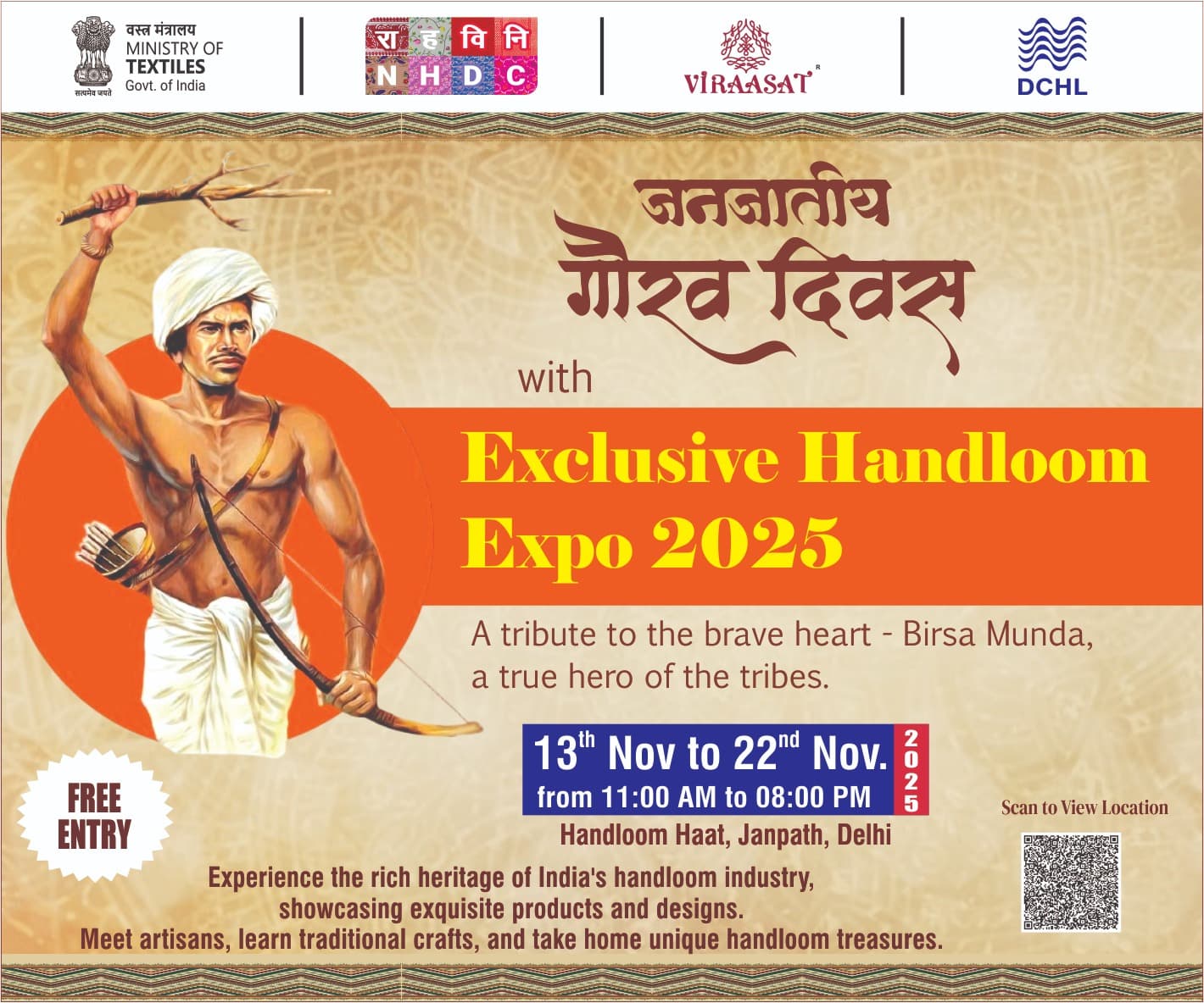 Janjatiya, Exculsive Handloom Expo, 13th - 22nd Nov 2025 at Handloom Haat, Janpath